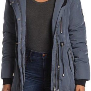 Noize Scarlet Heavyweight Coat With Fuax Fur Hood - Moonstone color size M